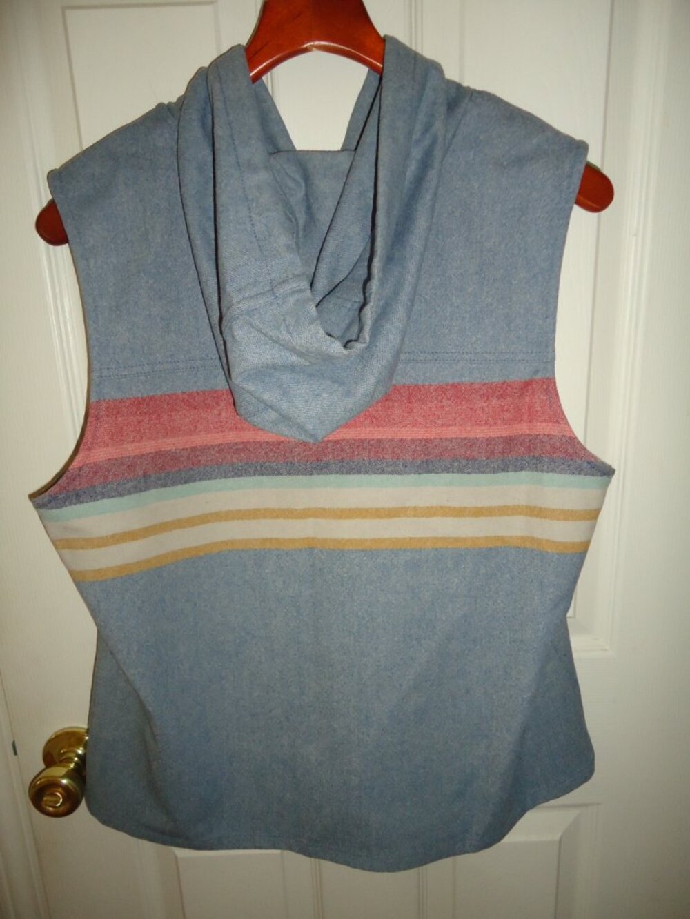 Pendleton- Blue/Grey Zip-up Hooded Vest Jacket with Pockets. Size M Virgin Wool - Picture 3 of 5